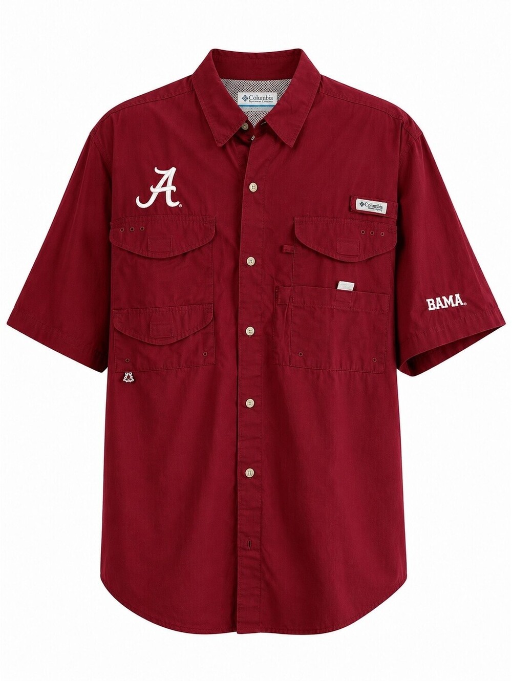 Columbia PFG Alabama Crimson Tide Shirt Mens L Red Fishing Game Day Bama
